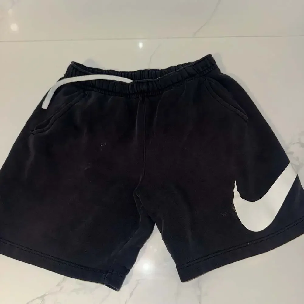 Nike Sportswear Swoosh French Terry Shorts Black White Men's Small